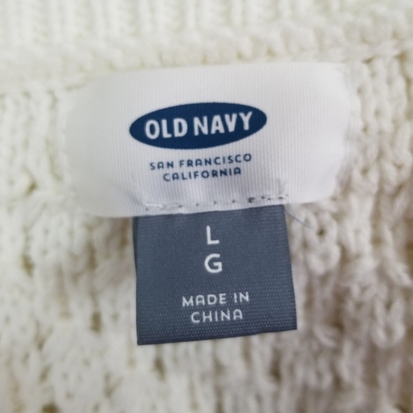 Old Navy L White Long Sleeve Soft Knit Sweater High-Low Hem - Picture 6 of 6